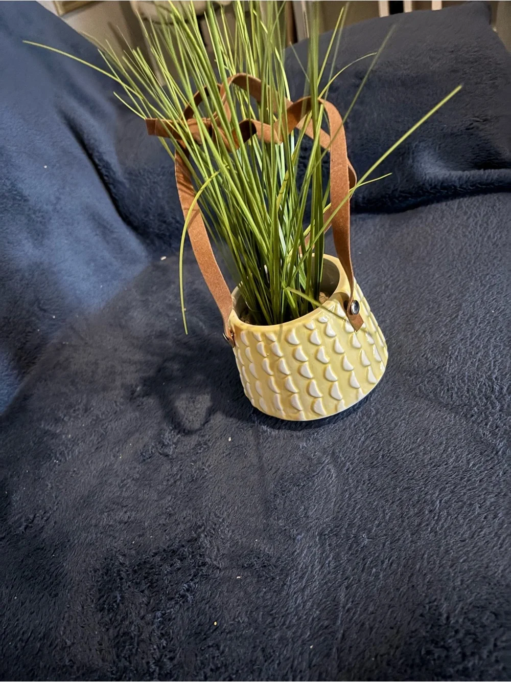 Hanging Textured Ceramic Planter - Yellow